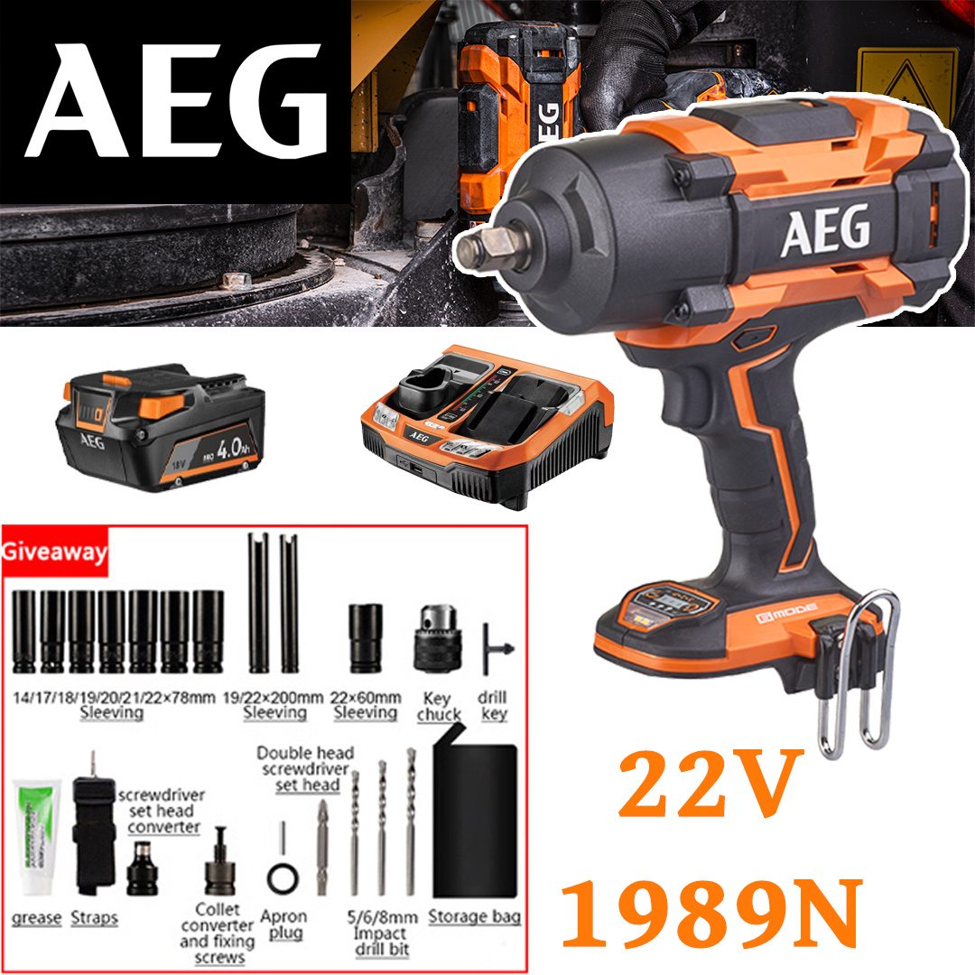 【AEG】22V (par de torsión 1989 N.M + batería de 5 AH) funciona hasta 6 horas+accesorios